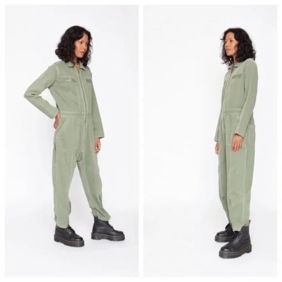 Sandrine Rose x Free People Coveralls Denim Jumpsuit Army Green, Size XS, NWT - Picture 3 of 9